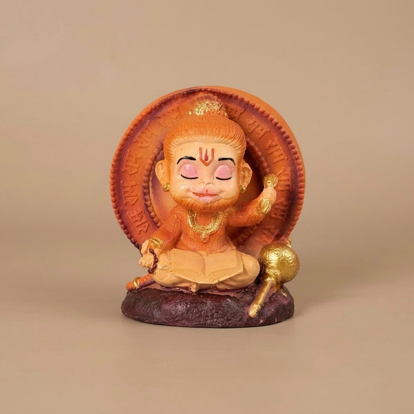 Cute Lord Hanuman Reading Book Resin Idol – Devotional Home Décor Statue