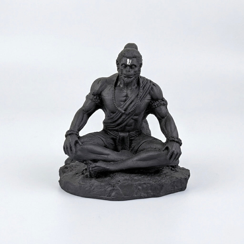 Lord Hanuman Meditation Resin Idol (Black & White) – Calm Spiritual Décor Statue Main image