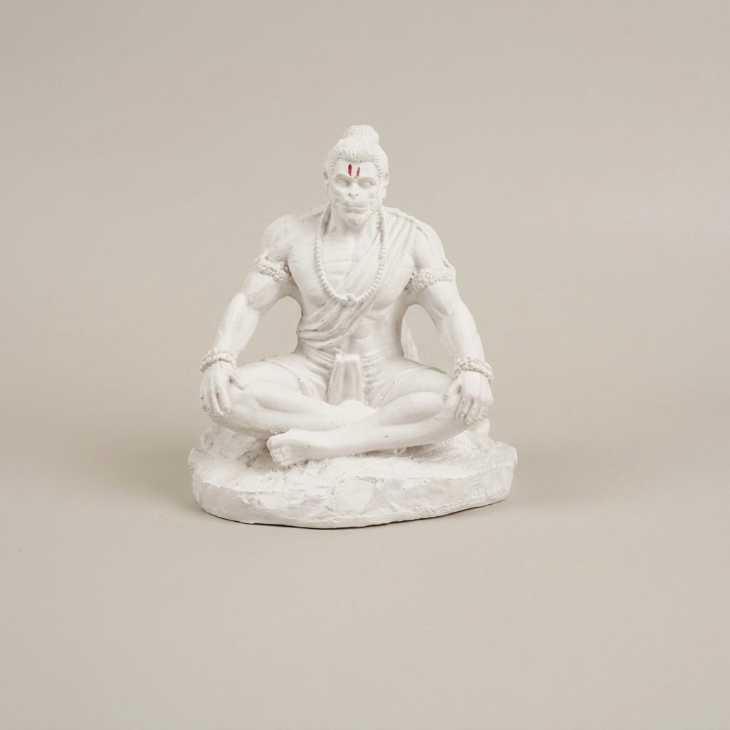 Lord Hanuman Meditation Resin Idol (Black & White) – Calm Spiritual Décor Statue Secondary image