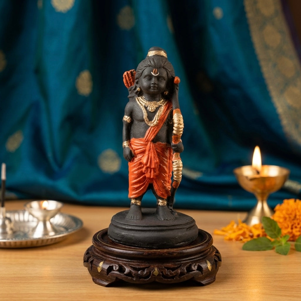 Bal Ram Resin Idol – Baby Lord Rama with Bow Spiritual Décor Statue