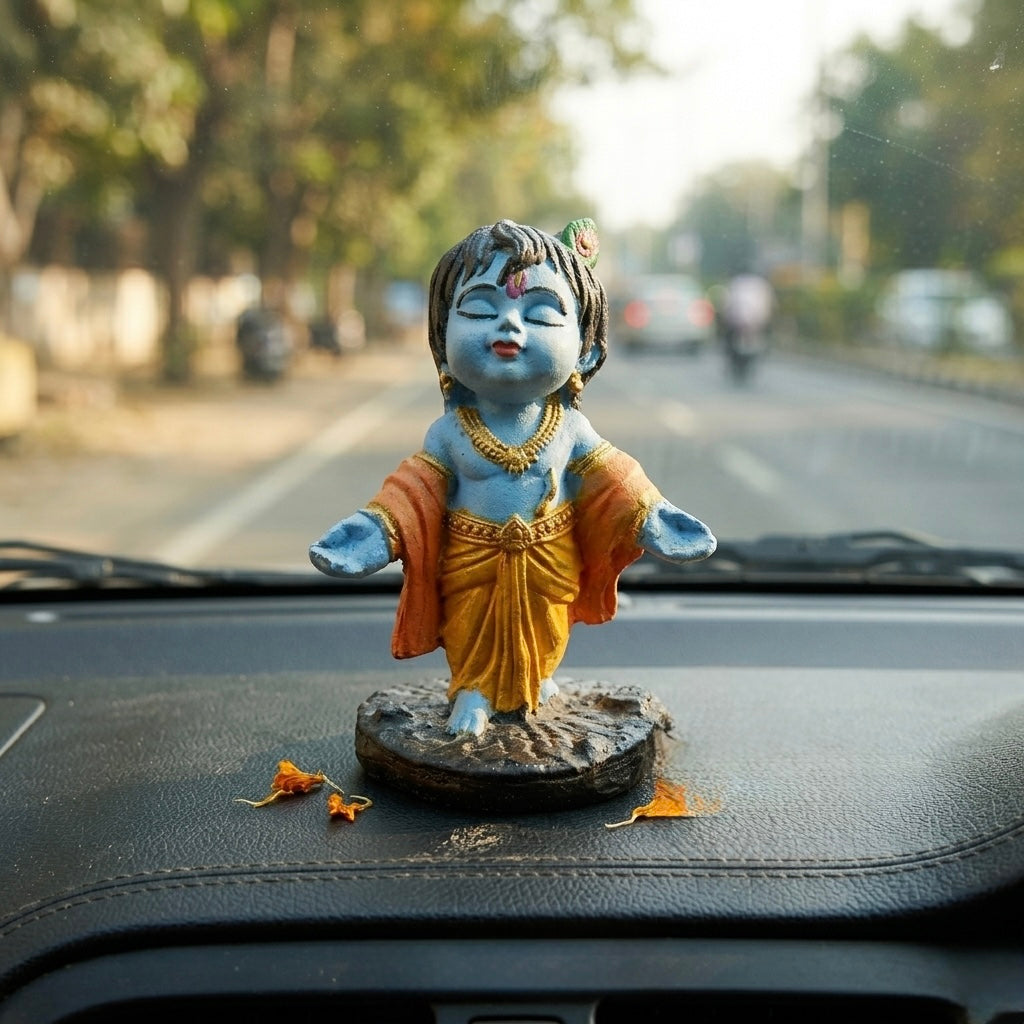 Cute Bal Krishna Resin Idol – Standing Baby Krishna Spiritual Décor Statue