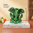 Green Lord Ganesha Resin Idol – Small Ganpati Statue for Home Temple & Décor