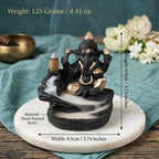 Lord Ganesha Backflow Incense Holder – Smoke Waterfall Resin Decor Fountain