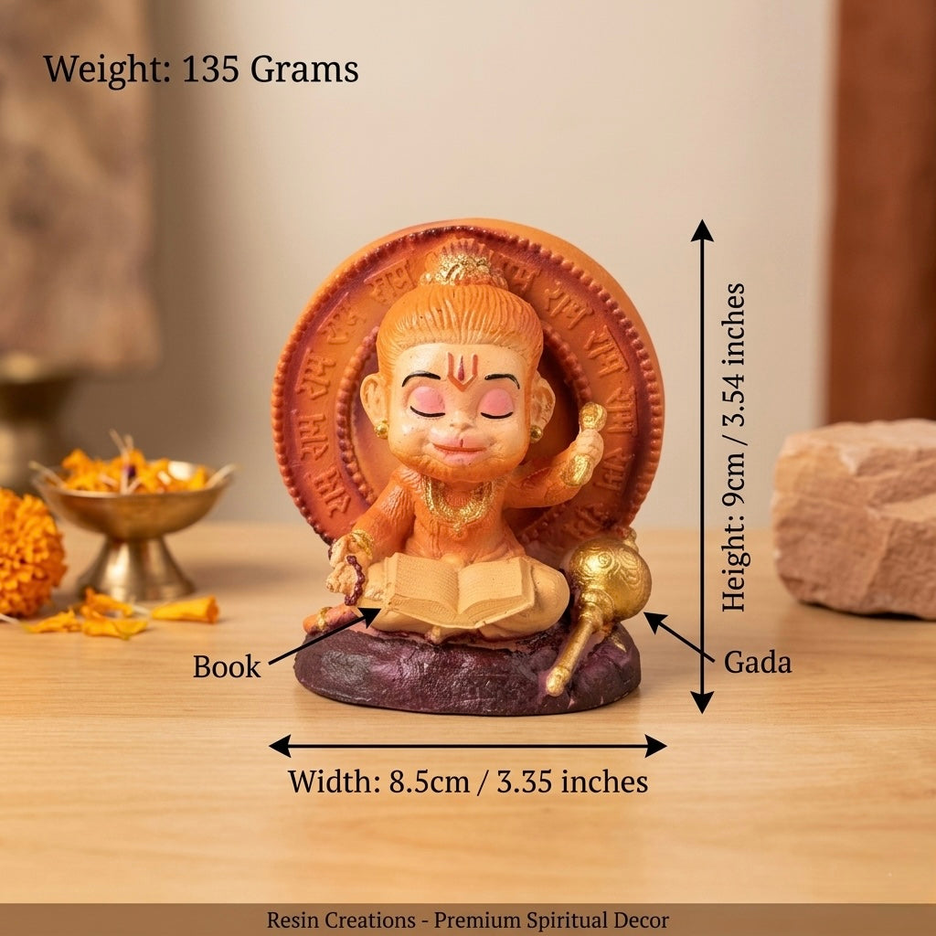 Cute Lord Hanuman Reading Book Resin Idol – Devotional Home Décor Statue