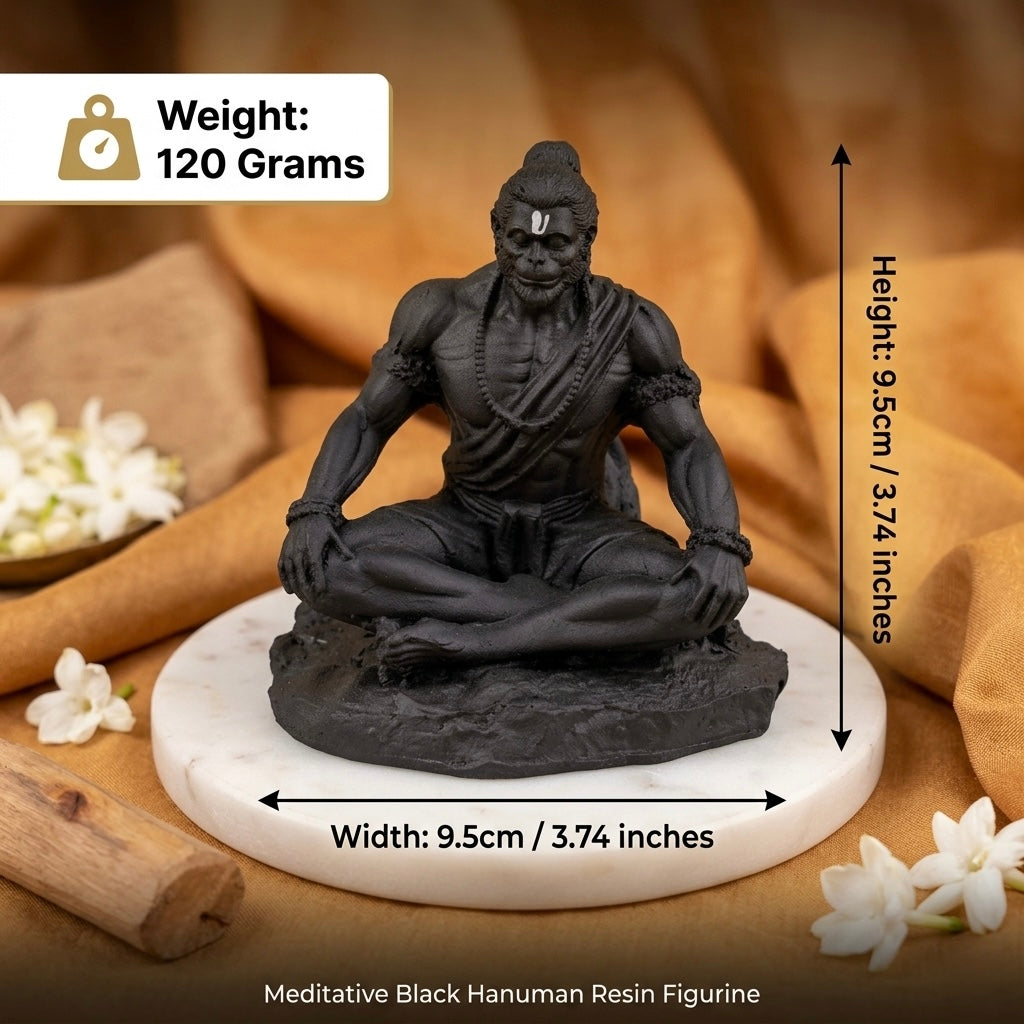 Lord Hanuman Meditation Resin Idol (Black & White) – Calm Spiritual Décor Statue