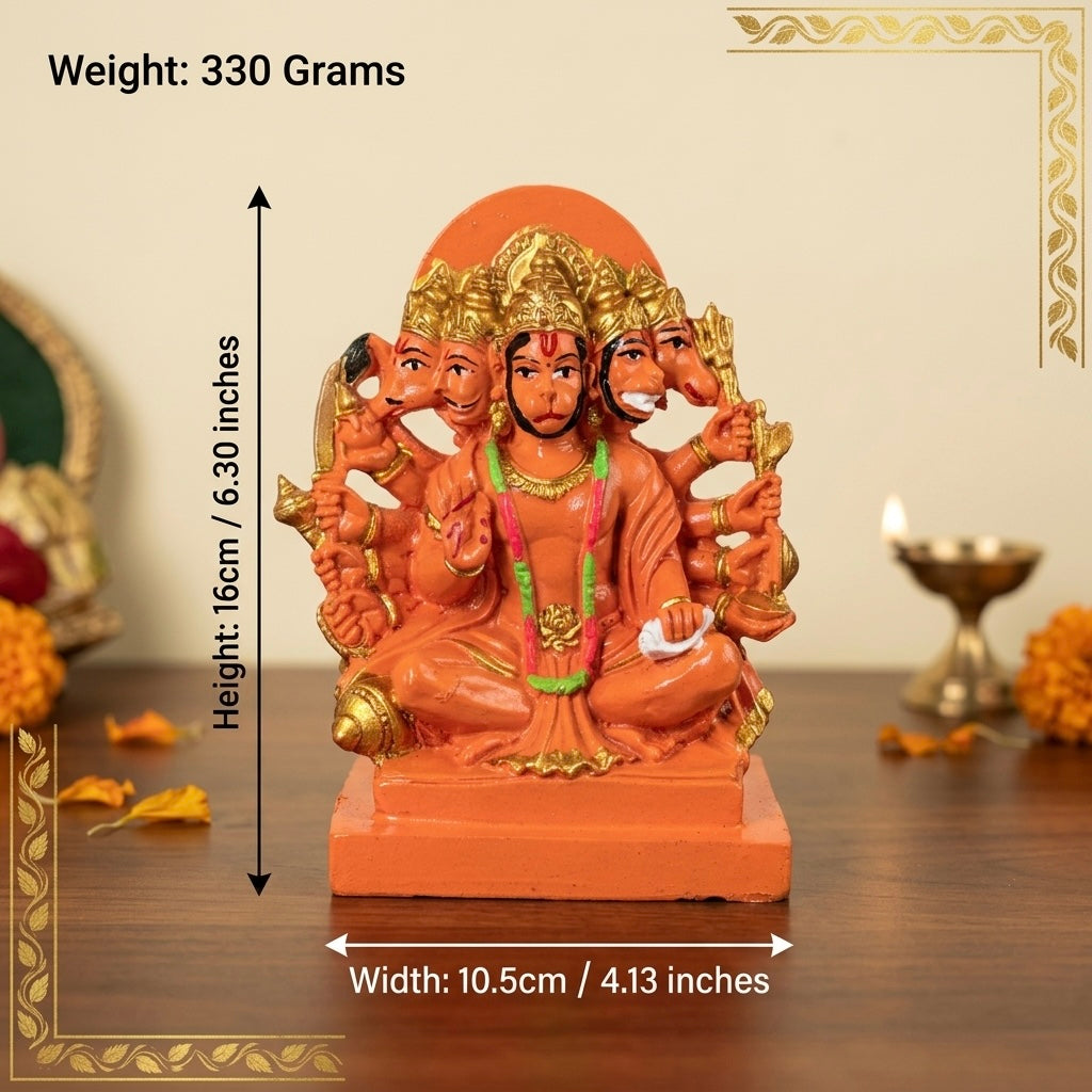 Panchamukhi Hanuman Resin Idol – Five Face Divine Protection Home Temple Statue