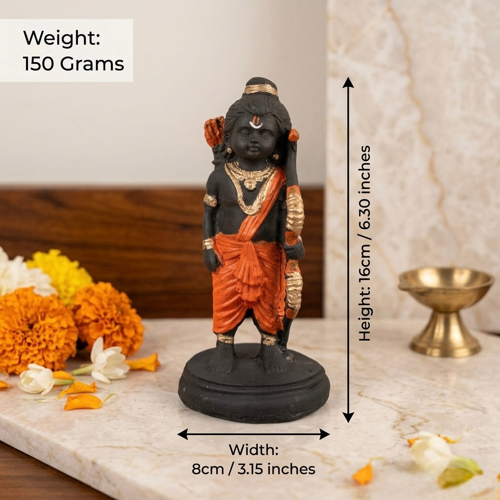 Bal Ram Resin Idol – Baby Lord Rama with Bow Spiritual Décor Statue
