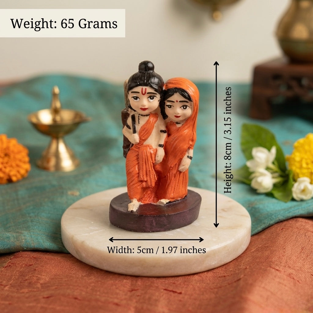 Ram Sita Resin Idol – Cute Divine Couple Spiritual Home Décor Statue