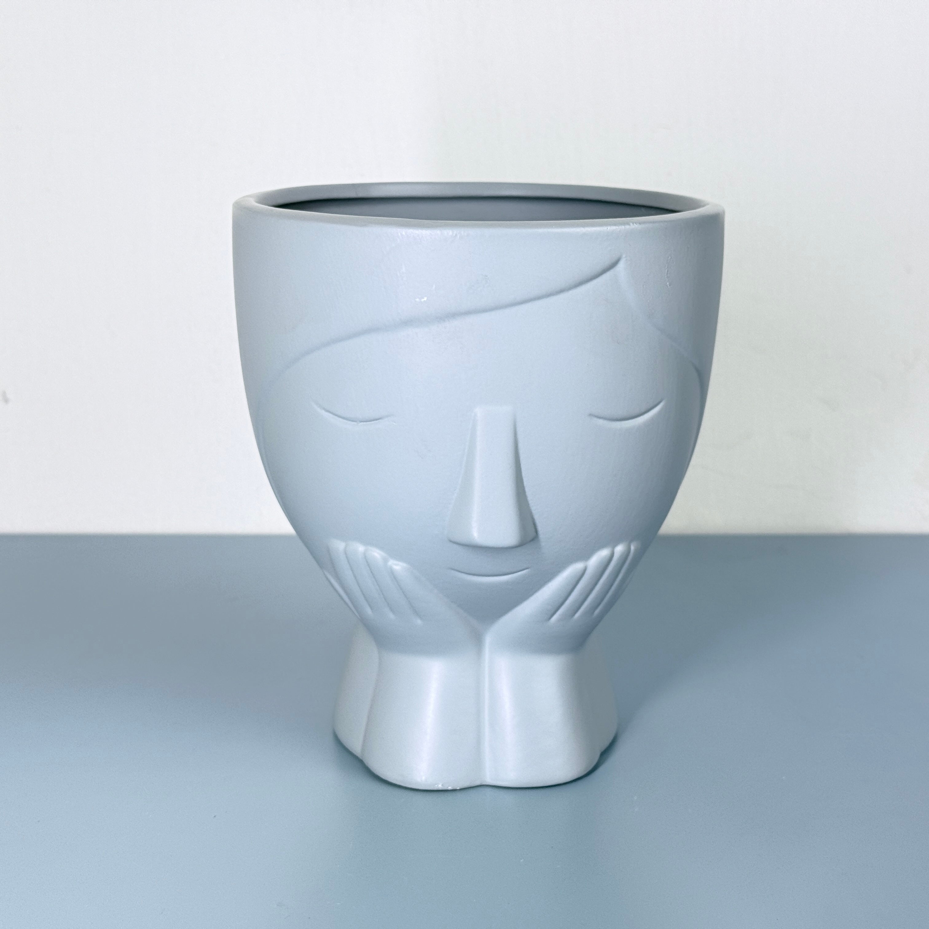 Modern Minimalist Face Ceramic Planter Pot – Artistic Indoor Plant Pot with Drainage Hole