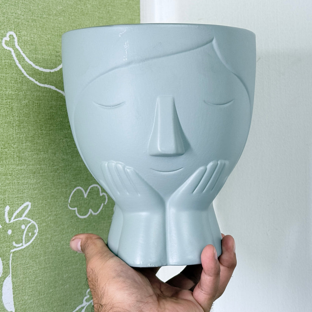 Modern Minimalist Face Ceramic Planter Pot – Artistic Indoor Plant Pot with Drainage Hole
