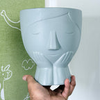 Modern Minimalist Face Ceramic Planter Pot – Artistic Indoor Plant Pot with Drainage Hole