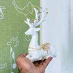 Luxury White & Golden Deer Resin Showpiece Set for Home Decor