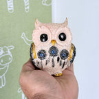 Premium Decorative Owl Resin Showpiece with Evil Eye – Gold & Ivory Variants