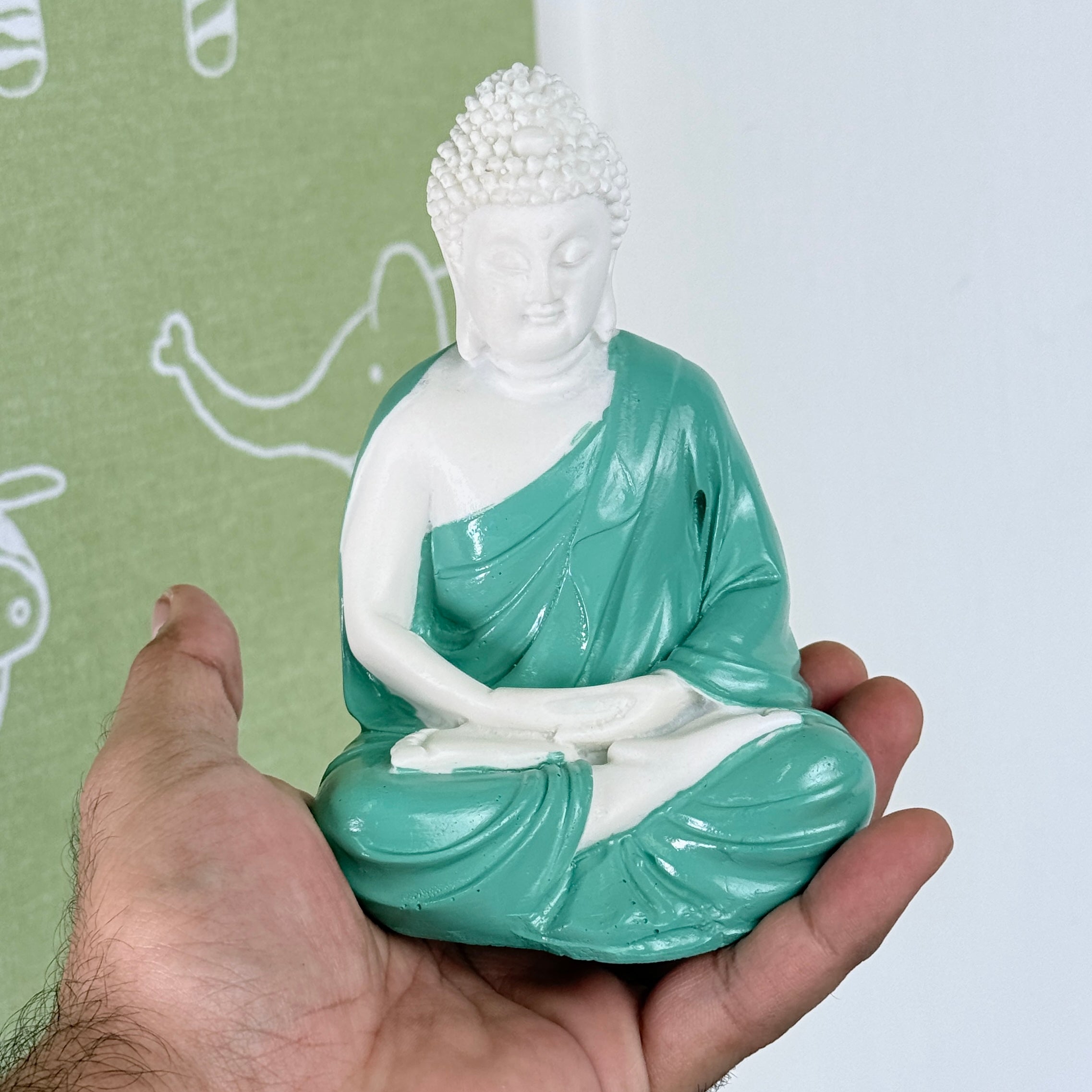 White Buddha Meditation Resin Idol – Peaceful Sitting Statue for Home Décor