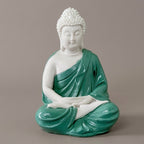 White Buddha Meditation Resin Idol – Peaceful Sitting Statue for Home Décor