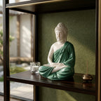 White Buddha Meditation Resin Idol – Peaceful Sitting Statue for Home Décor