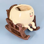 Cute Smiley Rocking Chair Resin Planter Pot – Adorable Character Succulent Pot for Home & Desk Décor
