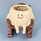 Cute Smiley Rocking Chair Resin Planter Pot – Adorable Character Succulent Pot for Home & Desk Décor