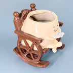 Cute Reading Smiley Rocking Chair Resin Planter Pot – Adorable Character Pot for Home & Desk Décor