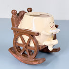 Cute Reading Smiley Rocking Chair Resin Planter Pot – Adorable Character Pot for Home & Desk Décor