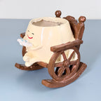 Cute Reading Smiley Rocking Chair Resin Planter Pot – Adorable Character Pot for Home & Desk Décor