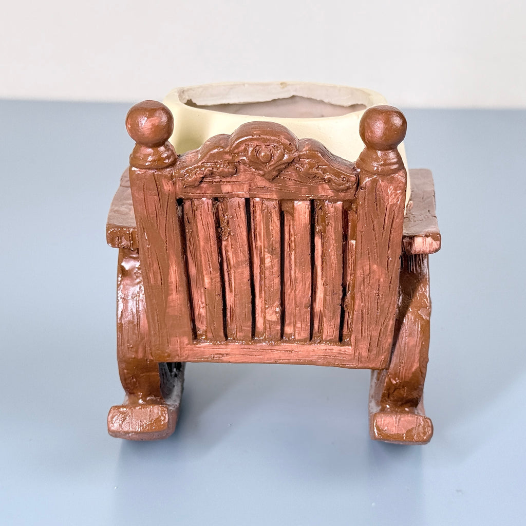 Cute Reading Smiley Rocking Chair Resin Planter Pot – Adorable Character Pot for Home & Desk Décor