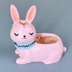 Cute Pink Bunny Resin Planter Pot – Adorable Rabbit Succulent Pot for Desk & Home Décor