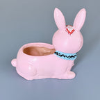 Cute Pink Bunny Resin Planter Pot – Adorable Rabbit Succulent Pot for Desk & Home Décor