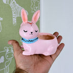 Cute Pink Bunny Resin Planter Pot – Adorable Rabbit Succulent Pot for Desk & Home Décor