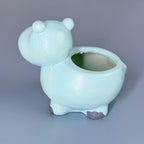 Cute Hippo Resin Planter Pot – Adorable Animal Succulent Pot for Desk & Home Décor
