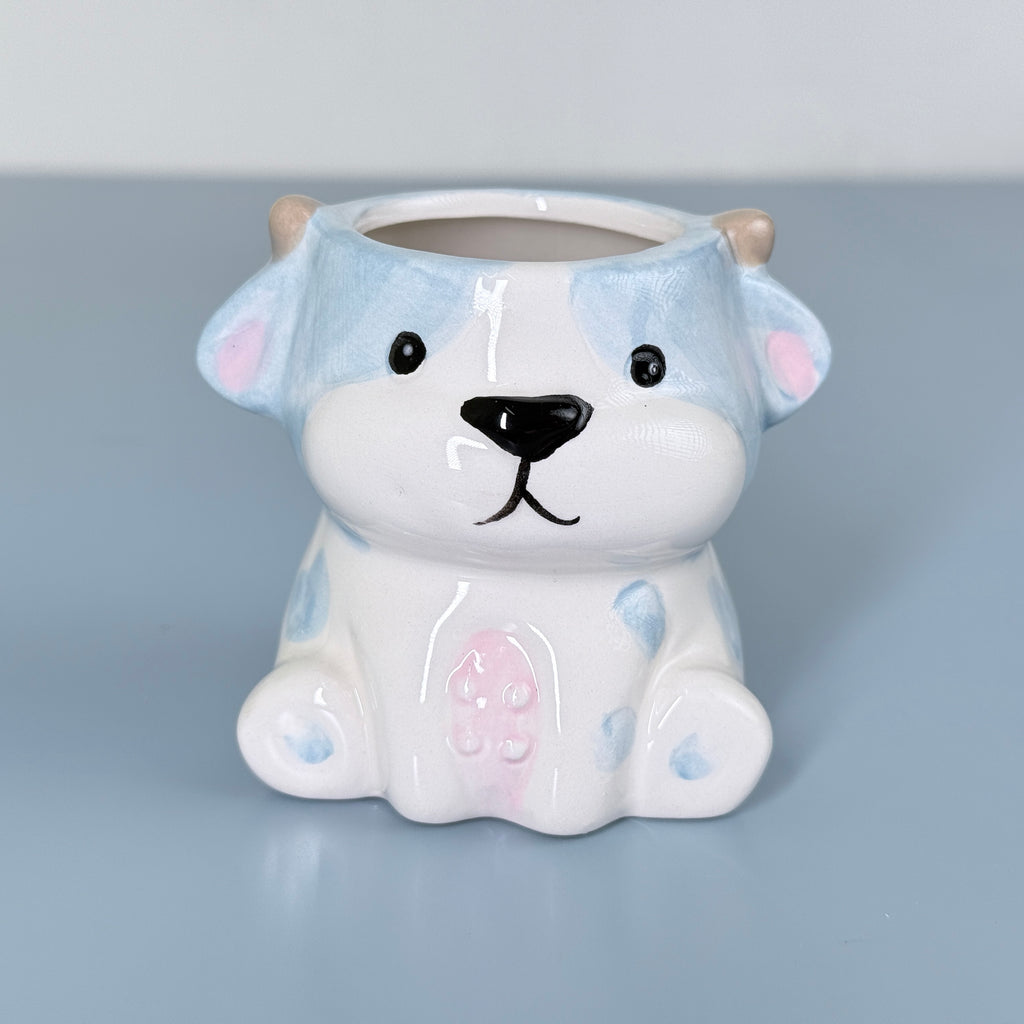Cute Dog Ceramic Planter Pot – Adorable Animal Pot for Succulents & Desk Décor