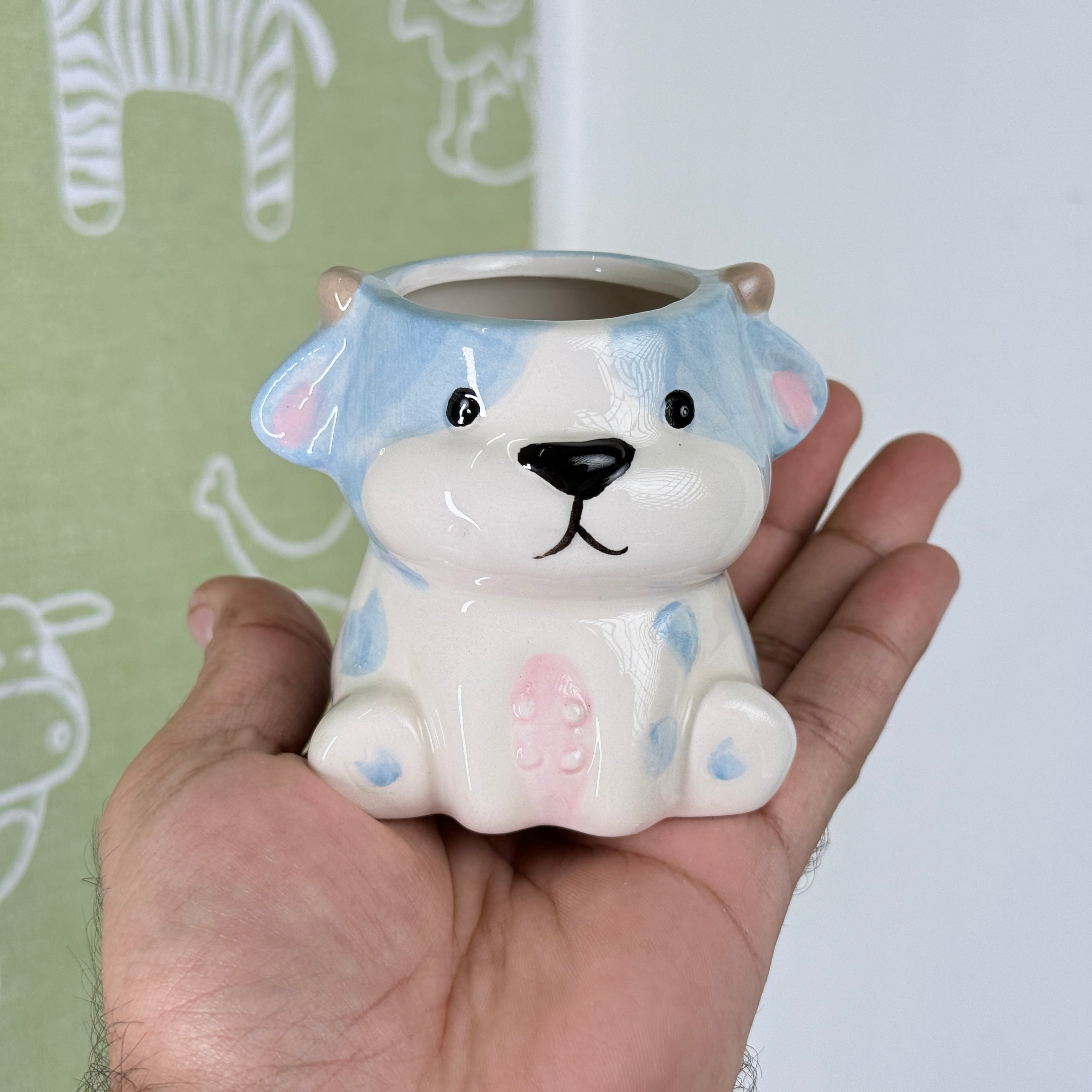 Cute Dog Ceramic Planter Pot – Adorable Animal Pot for Succulents & Desk Décor