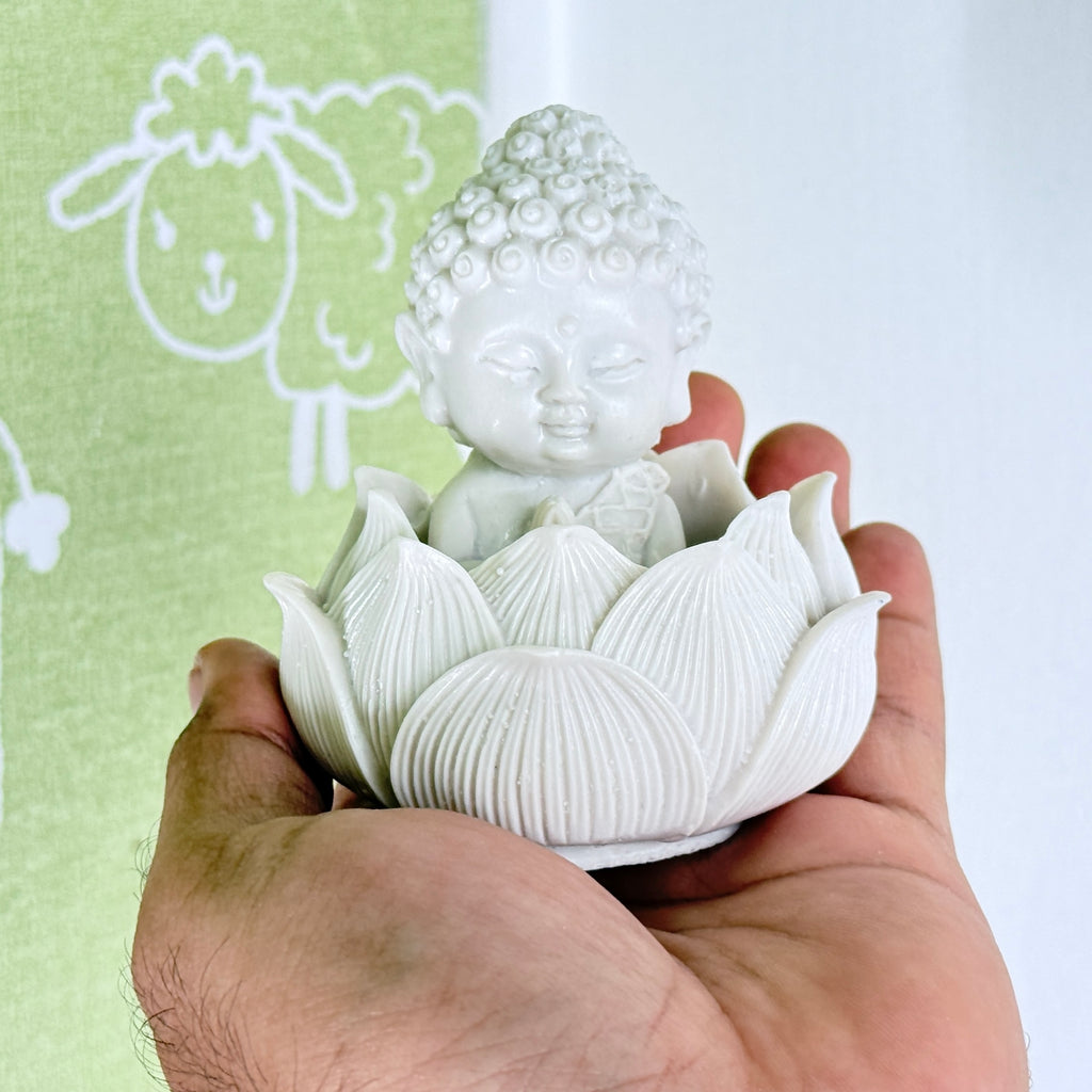 Baby Buddha Resin Lotus Showpiece for Home Decor & Meditation