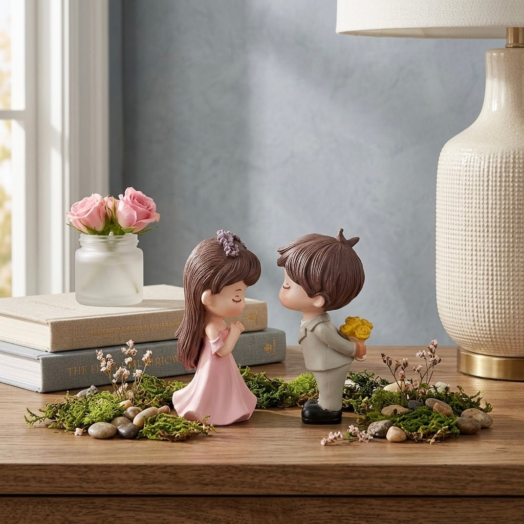 Mini Cute Romantic Couple Resin Showpiece Love Figurine