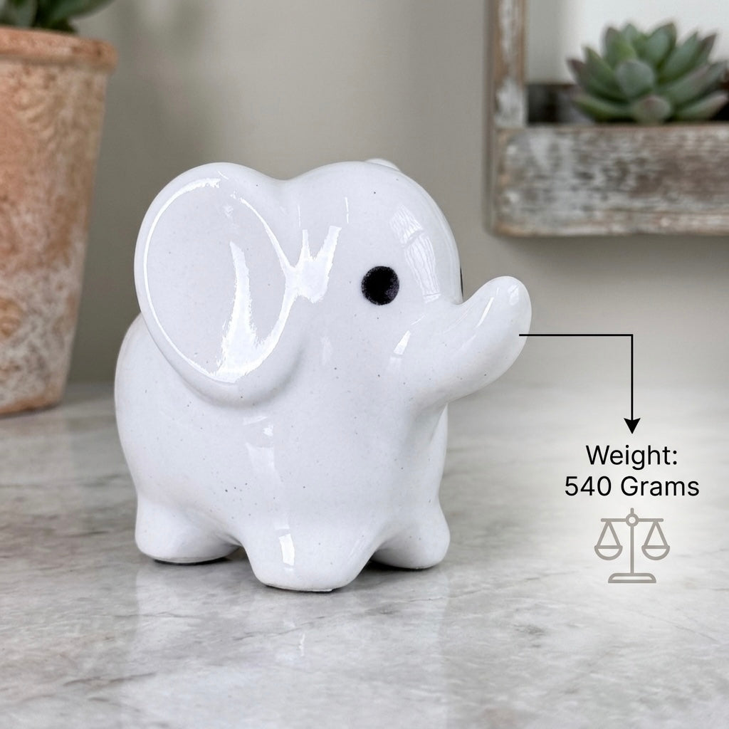 Minimalist White Elephant Ceramic Plant Pot | Cute Animal Succulent Planter for Home & Desk Decor