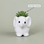Minimalist White Elephant Ceramic Plant Pot | Cute Animal Succulent Planter for Home & Desk Decor