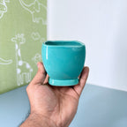 Minimal White Speckled Ceramic Plant Pot | Small Modern Indoor Planter for Succulents & Desk Decor