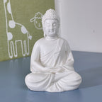 White Buddha Meditation Resin Idol – Peaceful Sitting Statue for Home Décor