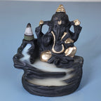 Lord Ganesha Backflow Incense Holder – Smoke Waterfall Resin Decor Fountain
