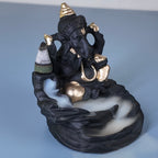 Lord Ganesha Backflow Incense Holder – Smoke Waterfall Resin Decor Fountain